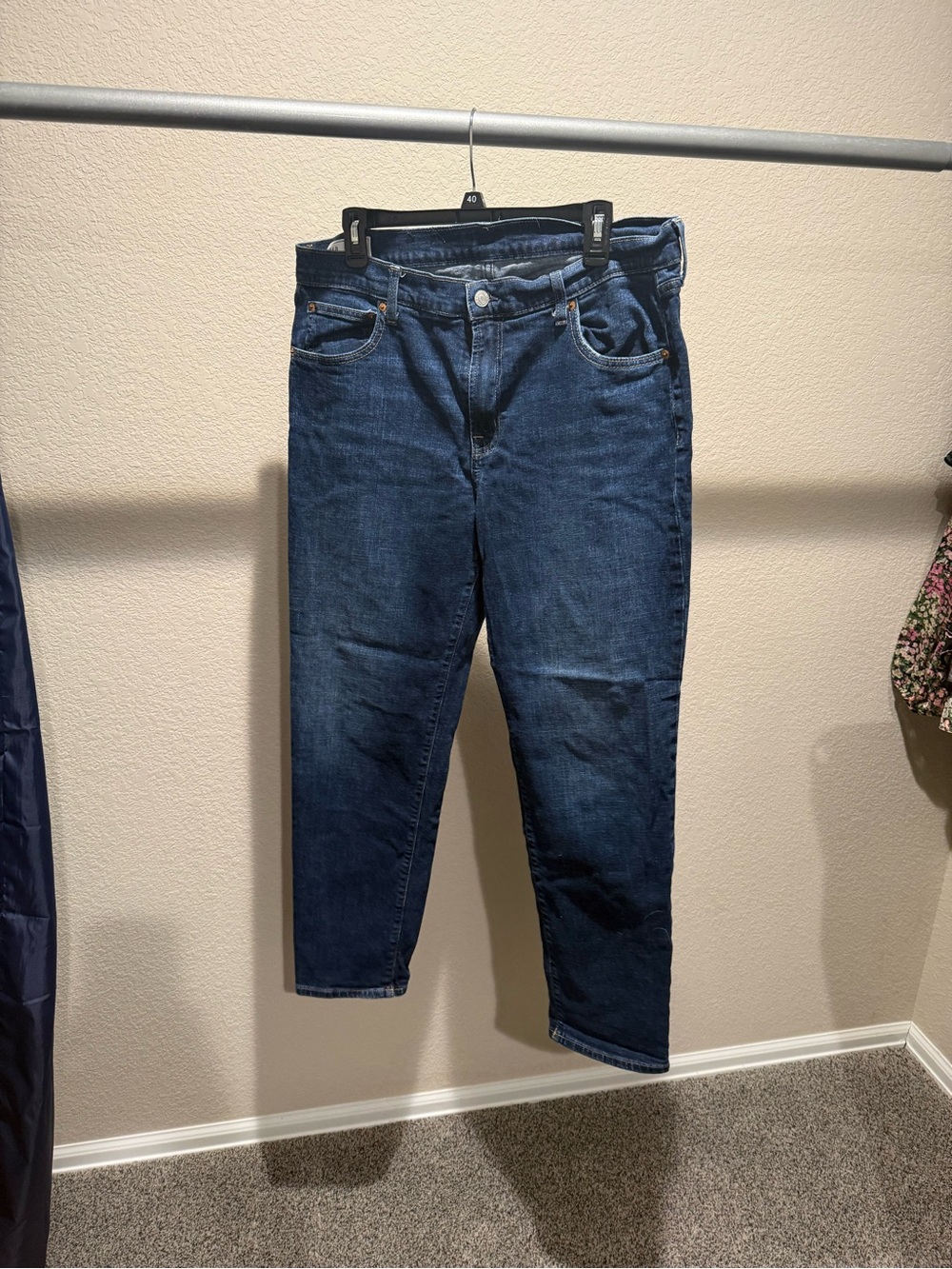 GAP Women's Slim Straight Jeans in Dark Blue Denim